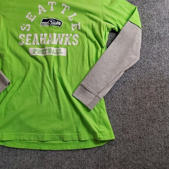 Seattle Seahawks Shirt Adult Womens Large 14/16 Green Long-Sleeve NFL - Picture 2 of 8